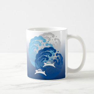 Taza De Café Onda del japonés y conejo blanco
