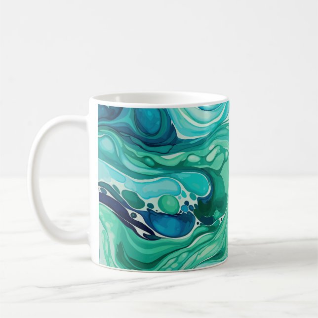 Taza De Café Onda Inky 1 Mug Azul Turquesa Clásico, 325 ml (Izquierda)