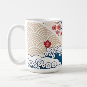 Taza De Café Onda Japonesa Moderna y Patrón de Sakura Tendencia