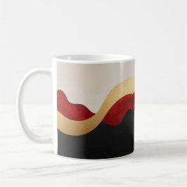 Taza De Café Onda moderna dorada roja negra 