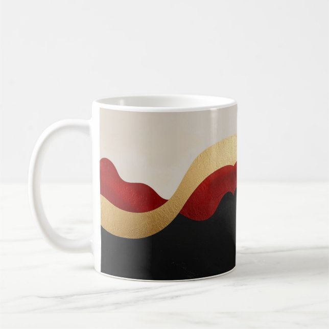 Taza De Café Onda moderna dorada roja negra  (Izquierda)