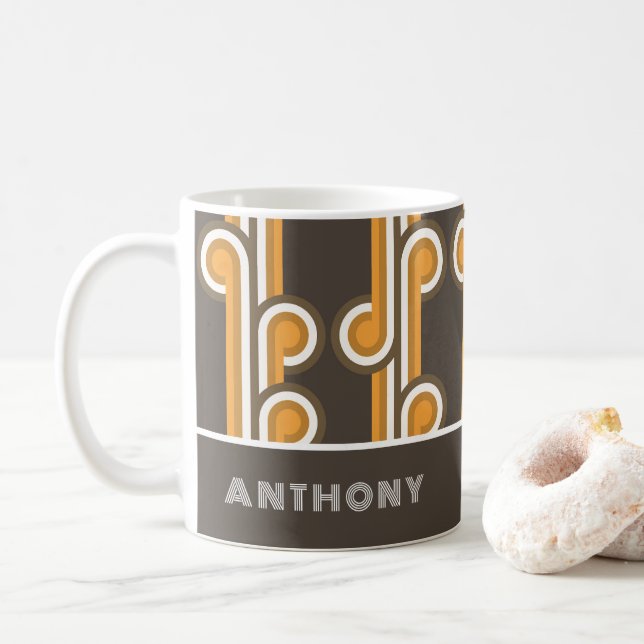 Taza De Café Ondas abstractas de cadera personalizado Curvas de (Con donut)