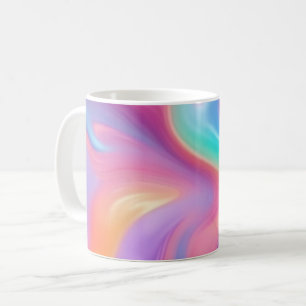 Taza De Café Ondas abstractas de neón rosa azul