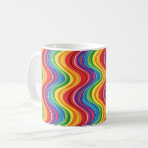 Taza De Café Ondas arcoiris abstractas
