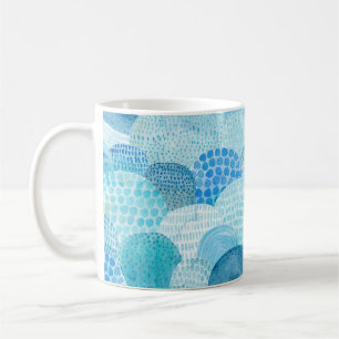 Taza De Café Ondas, ballena, textura azul infantil