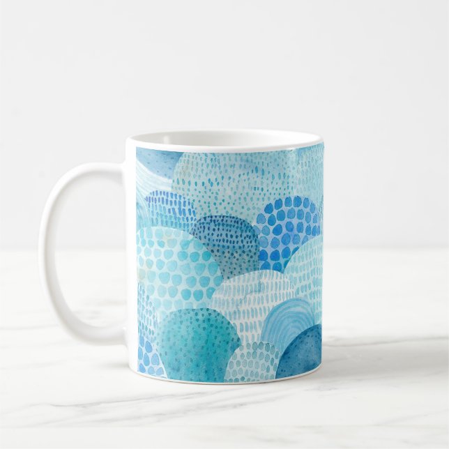 Taza De Café Ondas, ballena, textura azul infantil (Izquierda)