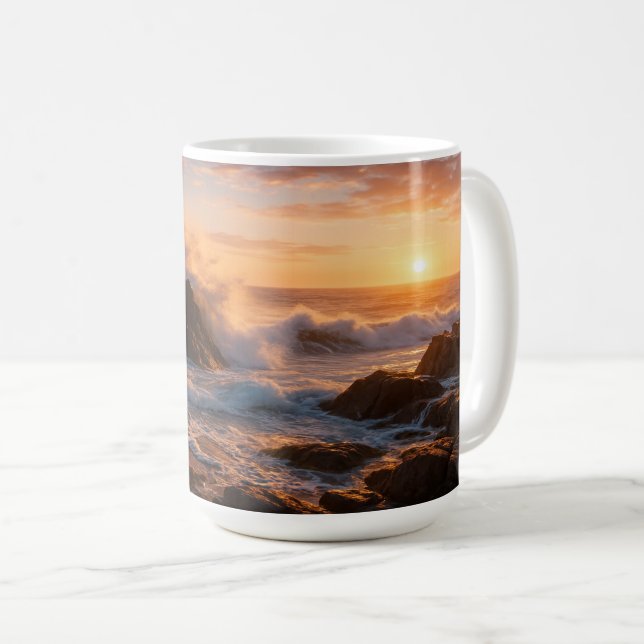 Taza De Café Ondas caídas al atardecer (Anverso derecho)