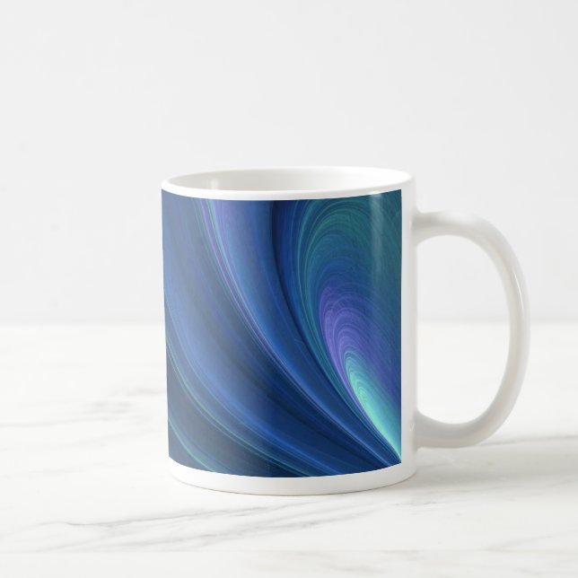 Taza De Café Ondas de arena suaves azules y verdes (Derecha)