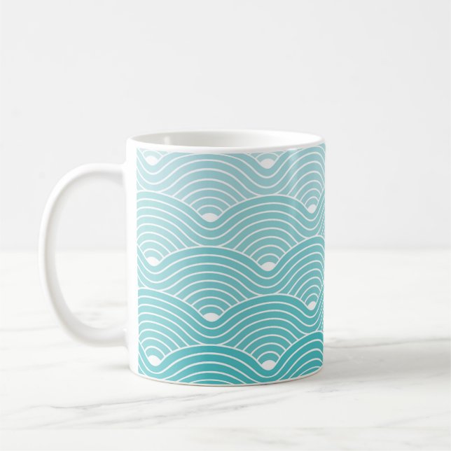 Taza De Café Ondas de curva fondo del patrón geométrico, cosech (Izquierda)