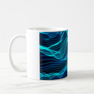 Taza De Café Ondas neón de numerosas líneas abstractas y filas