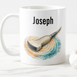 Taza De Café Ondas Sonoras de Sonda de Sonografía Texto Persona