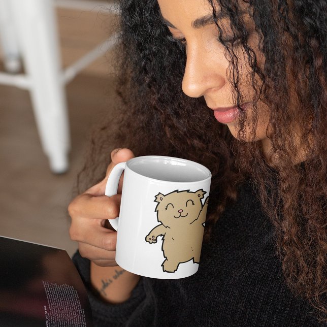 Taza De Café Ondeando el oso sonriente adorable (Subido por el creador)