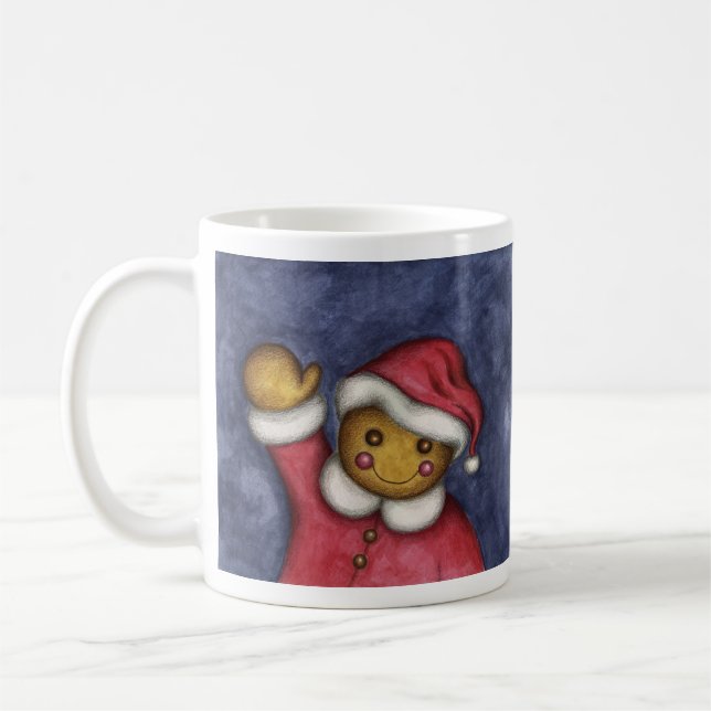 Taza De Café Ondeando el pan de jengibre niño Santa Navidades M (Izquierda)