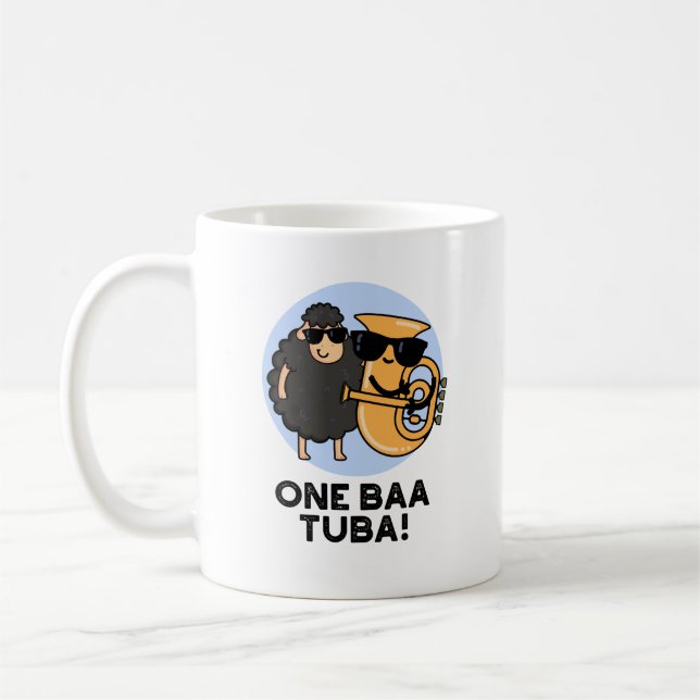 Taza De Café One Baa Tuba Funny Music Sheep Pun (Izquierda)