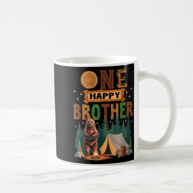 Taza De Café One Happy Brother Camper 1st Birthday Camng Bear  (Derecha)