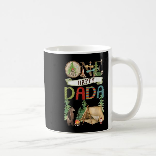 Taza De Café One Happy Dada Camper First Birthday Camng Bear  (Derecha)