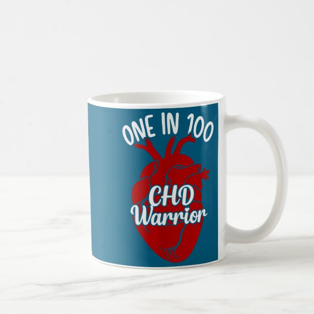 Taza De Café One In 100 Chd Warrior Congenital Heart Disease Aw (Derecha)