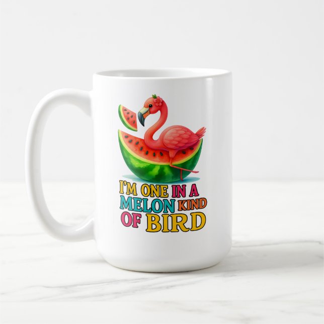 Taza De Café One in a Melon Flamingo - Funny Tropical Bird  (Izquierda)
