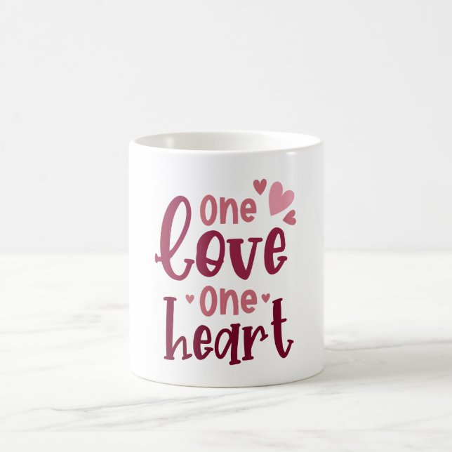 Taza De Café One Love One Heart Valentines Typography (Centro)