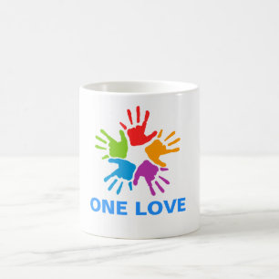Taza De Café One Love Rainbow Hands Classic Mug