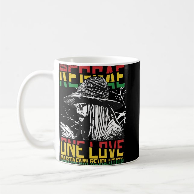 Taza De Café One Love Reggae Music Heartbeat Rastafari Rasta (Izquierda)
