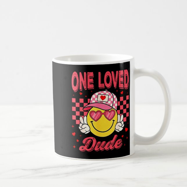 Taza De Café One Loved Dude Checkered Heart Valentines Day Boys (Derecha)