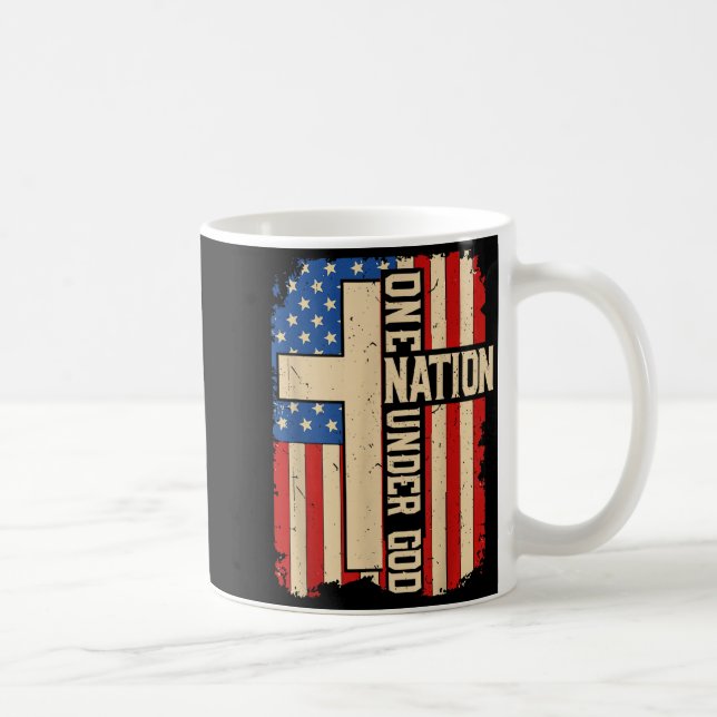 Taza De Café One Nation Under God Patriotic Christian Faith Ame (Derecha)