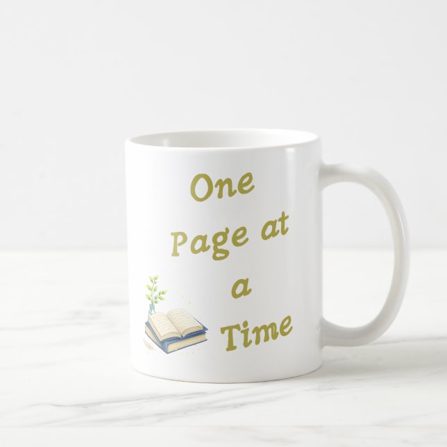 Taza De Café One Page at a Time – Mindful Reading Design (Derecha)