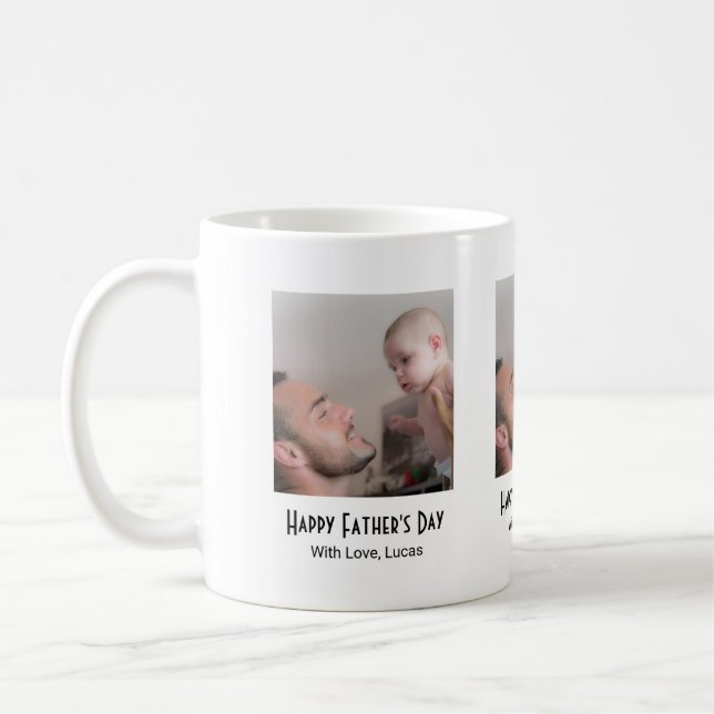 Taza De Café One Photo Happy Father's Day Black White (Izquierda)