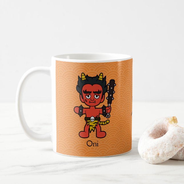 Taza De Café Oni japonés: Personalizado Yokai (Con donut)