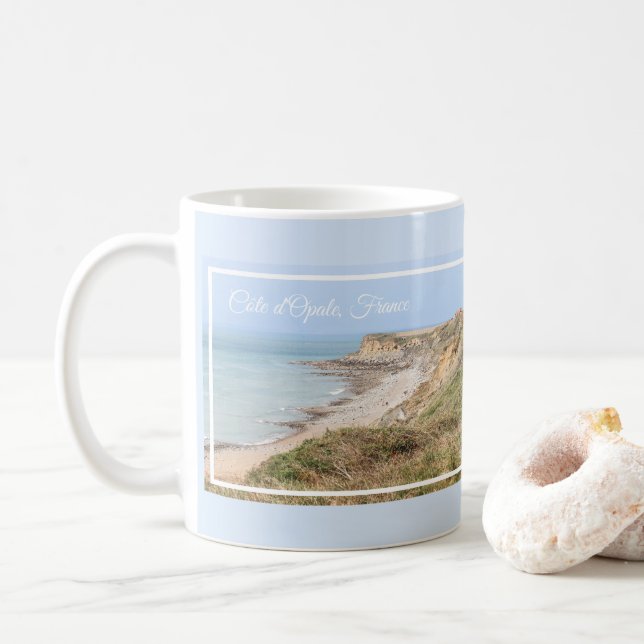 Taza De Café Opal Coast Turquoise Sea and Cliffs (Con donut)