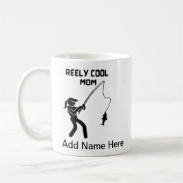 Taza De Café Opción de pesca de mamá con nombre personalizado