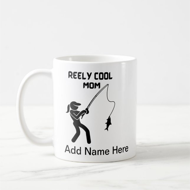 Taza De Café Opción de pesca de mamá con nombre personalizado (Izquierda)