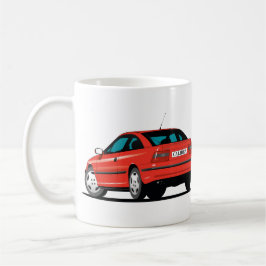 Taza De Café Opel Calibra rojo frontal y posterior