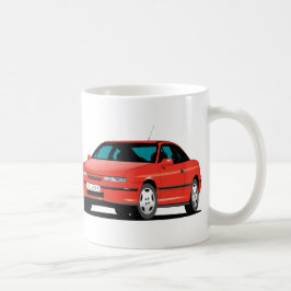 Taza De Café Opel Calibra rojo frontal y posterior