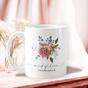 Taza De Café Ophelia Cottagecore Rosa Floral Dama de Honor