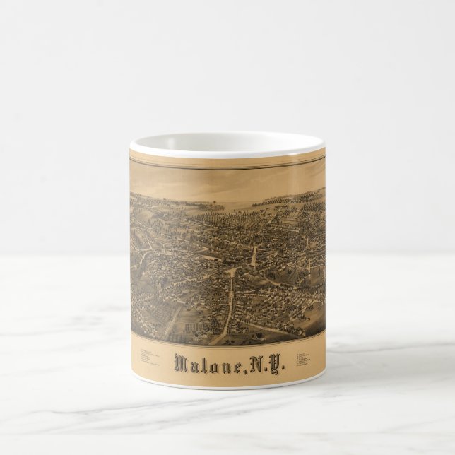 Taza De Café Opinión aérea Malone, Nueva York (1886) (Centro)
