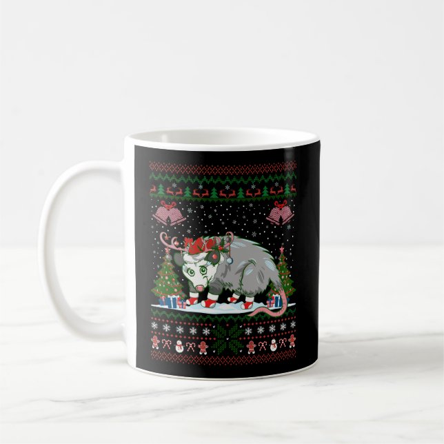 Taza De Café Opossum Animal Lover Xmas Regalo Opossum Christ (Izquierda)