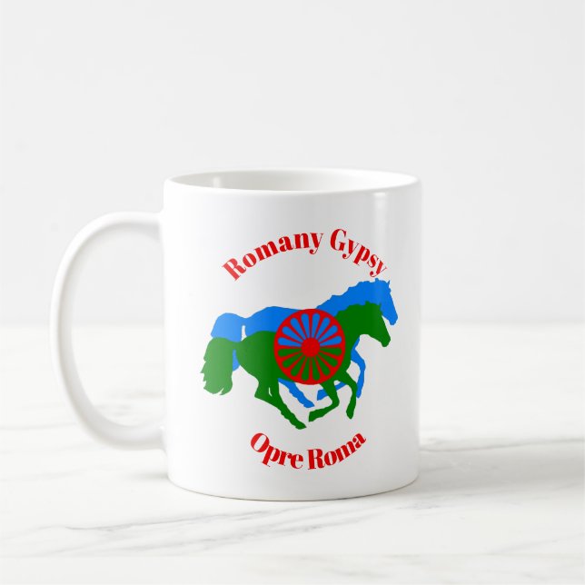 Taza De Café Opre Roma Romaní Gitano café Mug (Izquierda)