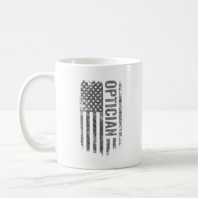 Taza De Café Optician USA Flag Distressed design (Izquierda)