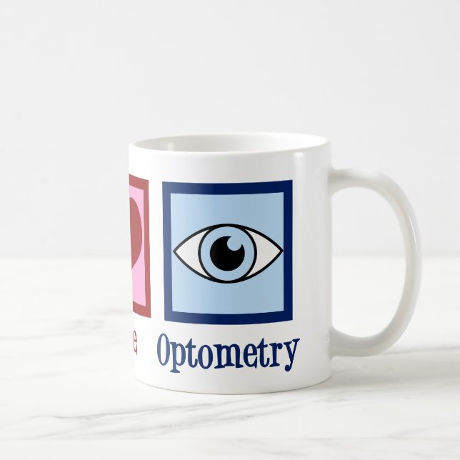 Taza De Café Optometrist Peace Love Optometry Blue Eye Médica (Derecha)