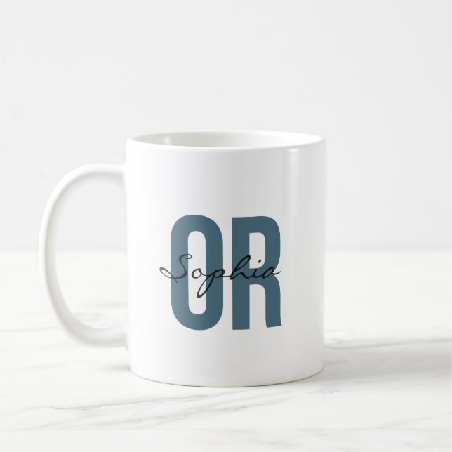 Taza De Café OR Nurse Personalized Name Bold Typogrphy (Izquierda)