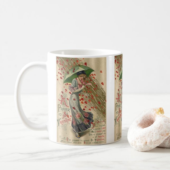 Taza De Café Oración a San Valentín, la vieja dama victoriana (Con donut)