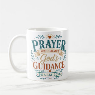 Taza De Café Oración da la bienvenida a la guía de Dios Cita cr