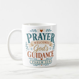 Taza De Café Oración da la bienvenida a la guía de Dios Cita cr