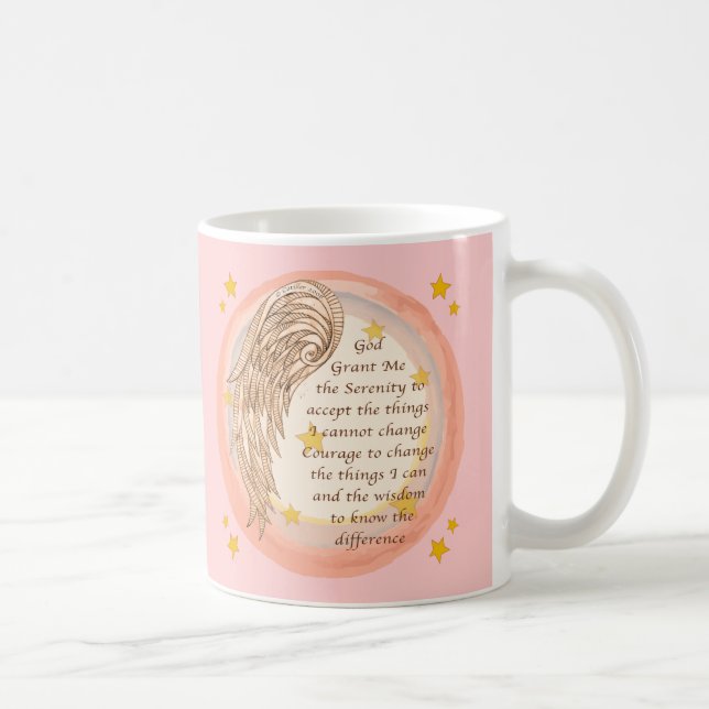 Taza De Café Oración de la serenidad del Ángel Cristiano (Derecha)