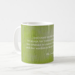 Taza De Café Oración de Serenidad Rústico Barn Verde Fe Esperan