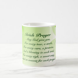 Taza De Café Oración irlandesa con Shamrock y Hearts Mug