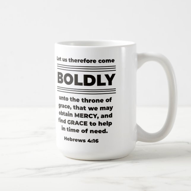 Taza De Café Oración Mug Biblia Verse Hebreo 4:16 KJV (Derecha)