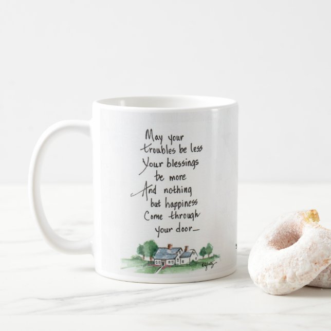 Taza De Café Oración por el hogar, boceto de la felicidad (Con donut)